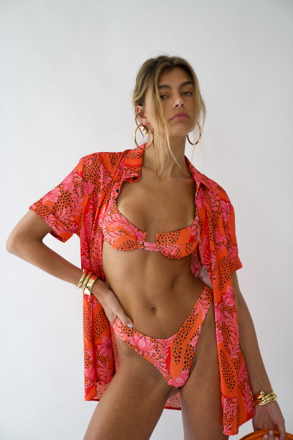 Papaya Button Up